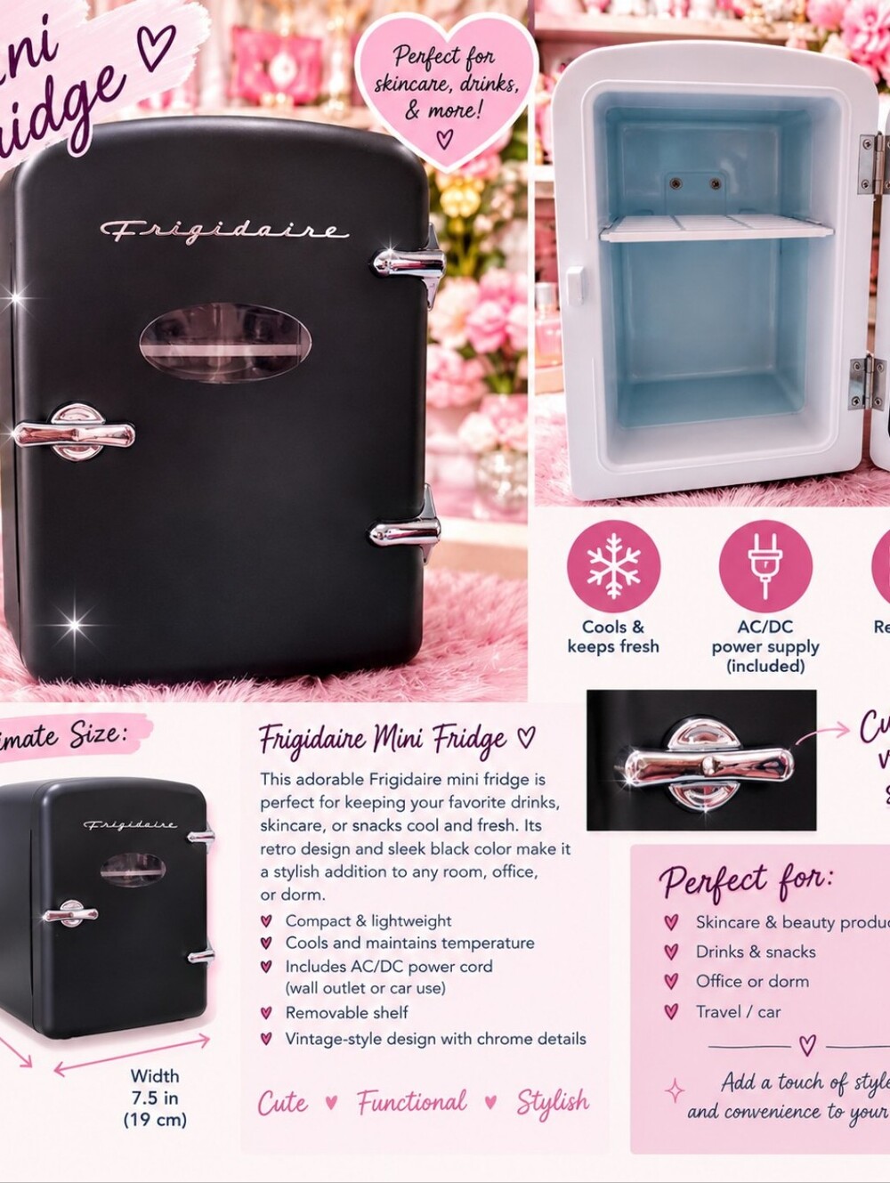 Frigidaire Black Mini Fridge – Compact Home Storage & Organization